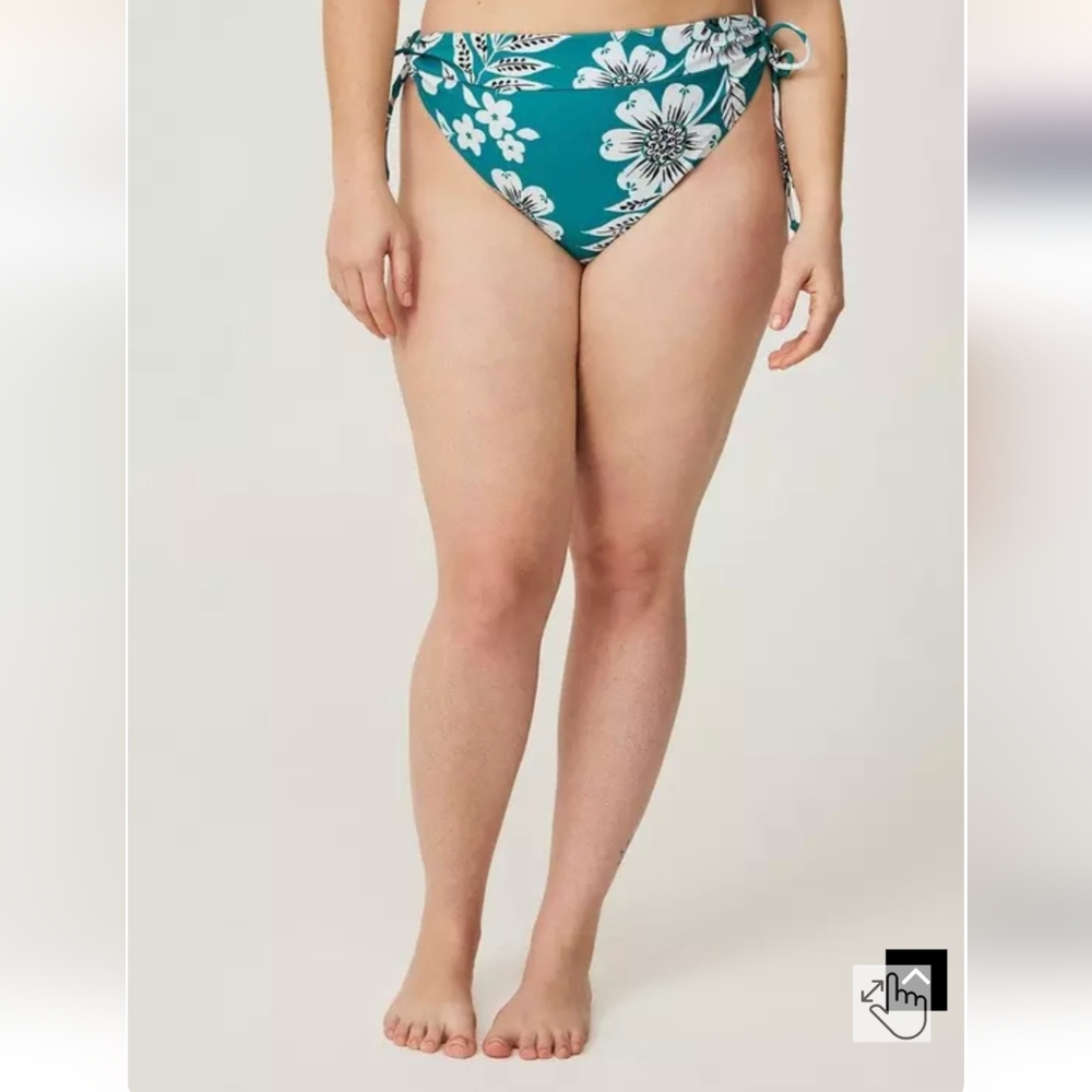 Torrid String Bikini Tie Side Cheeky Bottom 4x & Wire Free Halter 3x Floral Teal - Picture 5 of 15